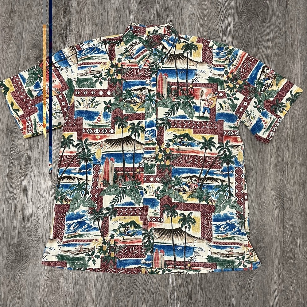 Reyn Spooner Shirt Mens Large Hawaiian Aloha Mele Kalikimaka Christmas Santa